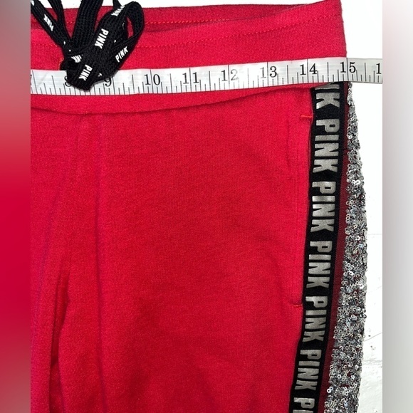 VS PINK Victoria’s Secret Red Bling Silver Sequin Joggers Pants Women’s Small - Picture 14 of 16